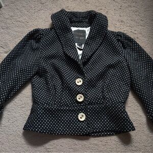 Anthropologie Sanctuary Black and White Polka Dot Blazer Size Medium Jacket Crop